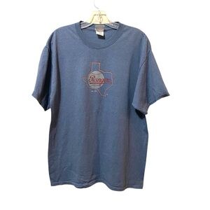 Texas Rangers Faded Blue T-Shirt Short Sleeve Crew Neck Cotton Blend Large